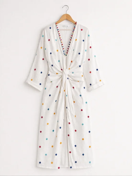 Zara White Dress Embroidered - Picture 3 of 8